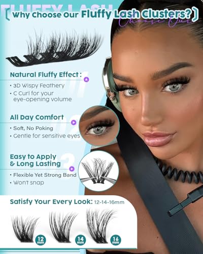 Fluffy Lash Clusters 12-16mm Wispy C Curl False Eyelash Extensions - B-Fluffy Variation
