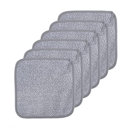 Microfiber Makeup Remover Cloths - 8x8 in Reusable Facial Cleansing Pads, Gray, 6 Pack