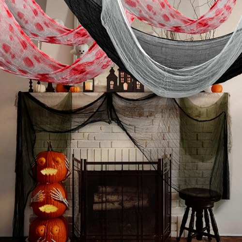 Halloween Creepy Cloth Fabric Decorations - 8 Pack 30x72 Inch Spooky Gauze for Indoor Outdoor Party