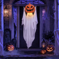 42-Inch Halloween Hanging Ghost Decoration with LED Eyes and Pumpkin