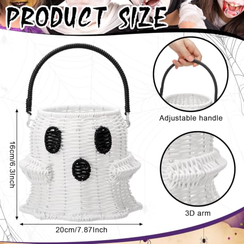 Halloween Ghost Woven Rattan Trick or Treat Basket - Candy Bag