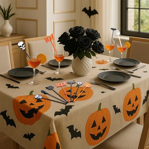 Halloween Cocktail Stir Sticks 120 Pack - Spooky Skulls Pumpkins Ghosts