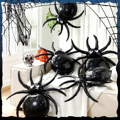 Halloween Black Spider Balloons - 12 Pack 32.5 Inch Giant Foil Decorations - Variation: Spider