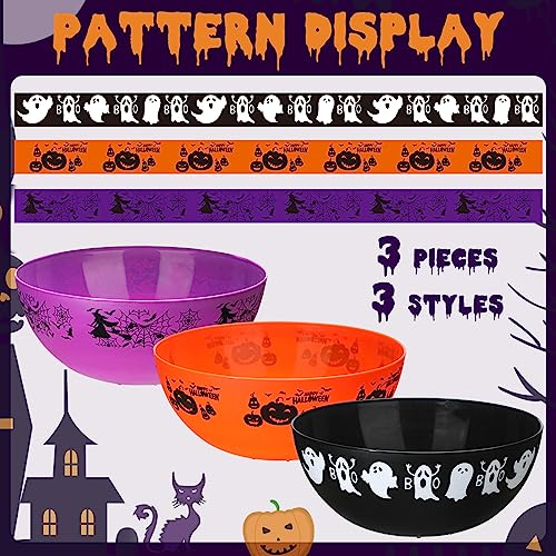 Halloween Candy Bowls Set - Plastic Trick or Treat Serving Bowls, Horrific Variation