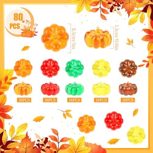 80 Pcs Mini Acrylic Pumpkin Decorations Fall Halloween Vase Fillers - Autumn Decor