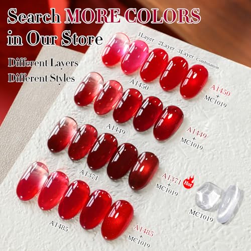 Double Rhythm 15ML Gel Polish - Translucent Red, Same Color Ruby Red Variation