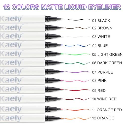 Waterproof Liquid Eyeliner Set - 12 Bright Colors, Long Lasting & Smudge-Proof
