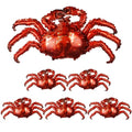Seafood Party Balloons Crab-Shaped Aluminum Foil Decorations - 6 Pack