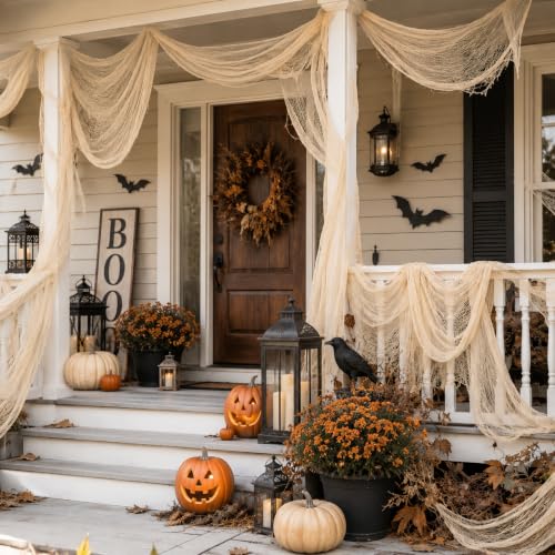 Beige Halloween Gauze Cloth Fabric - Creepy Decor Tapestry - 5 Pack