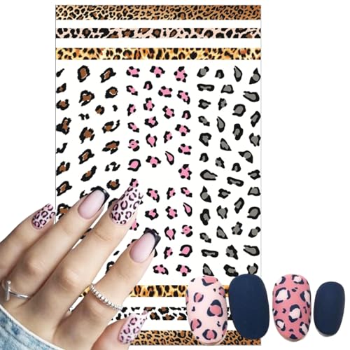 Self-Adhesive Leopard Nail Stickers for Nail Art - Colorful Animal Patterns, 8 Sheets - Leopard Print Variation 1