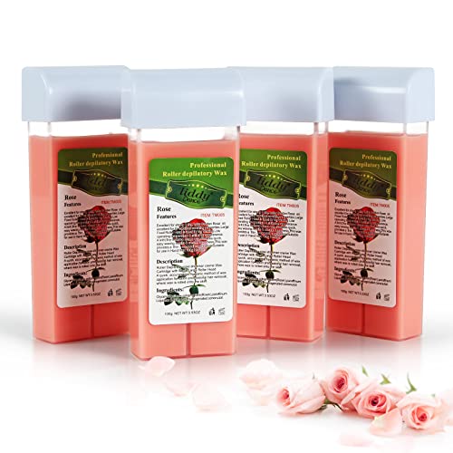 Rose Roll-On Hair Removal Wax Refill Cartridges for Sensitive Skin - 4 Pack