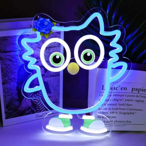 Owl Neon Sign LED Light for Bedroom Game Room Kids Room Decor USB Power