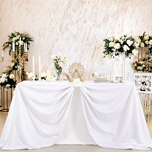 White Sequin Square Tablecloth 90x90 Inch Wedding & Party Decoration