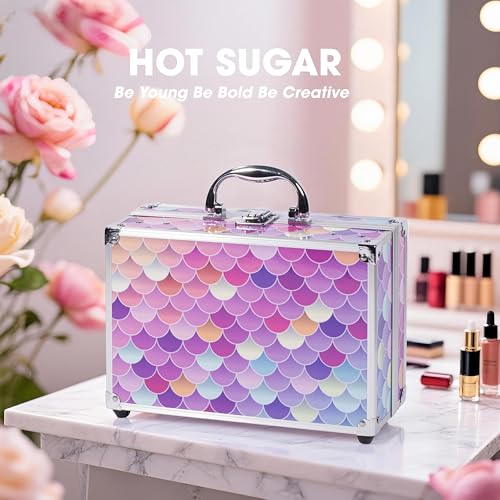 Mermaid Makeup Kit with Train Case - 40-Piece Cosmetic Set for Teens & Women