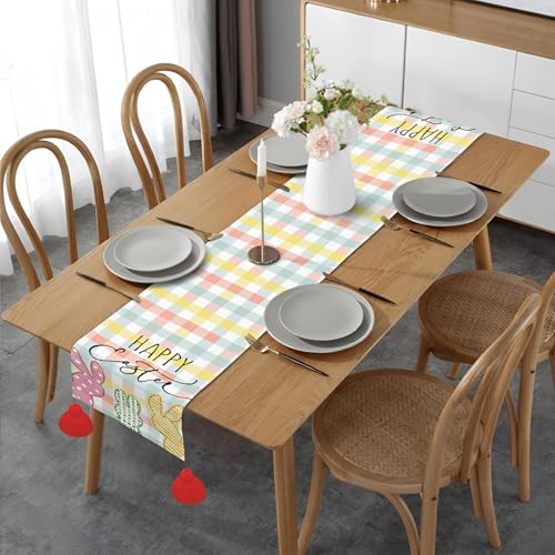 Easter Bunny Table Runner – Happy Easter Bunny Design, 13 x 72 Inches, Spring Kitchen Decor