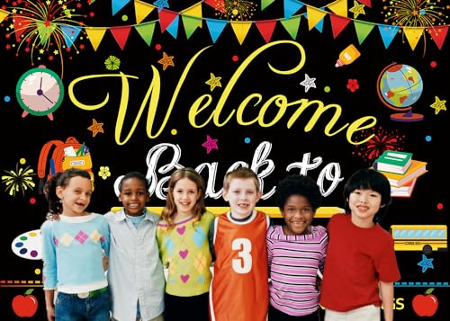 Welcome Back to School Banner Backdrop 6x4FT First Day of School Classroom Decoration