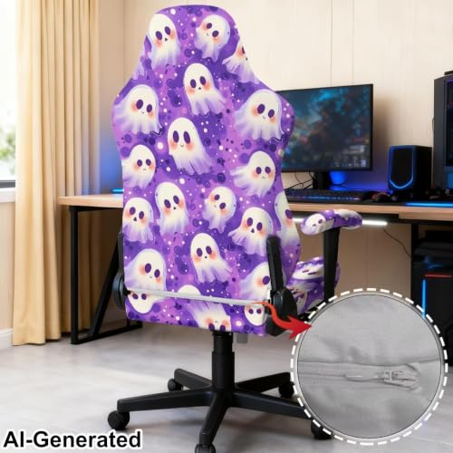 Cartoon Ghost Gaming Chair Cover Set with Armrest - Halloween Computer Chair Slipcovers (Set of 4) - Merkmak
