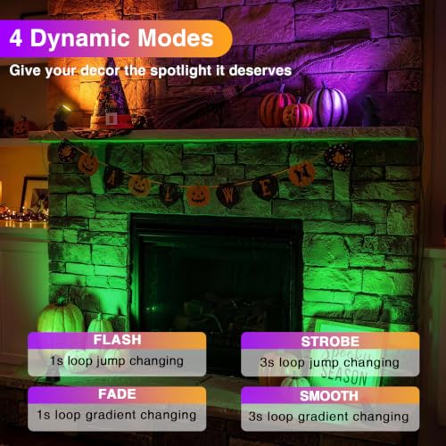 4 Pack Indoor RGBW LED Uplights with Remote - Halloween & Party Spotlights