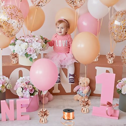 24 Rose Gold Balloon Weights Metallic Anchor - Heavy Balloon Holders & Ribbons
