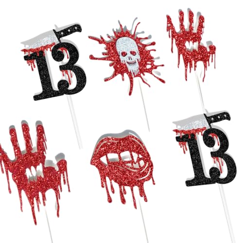 13th Birthday Cupcake Toppers - Halloween Killer Decor 16PCS - Variation of THIS listing
