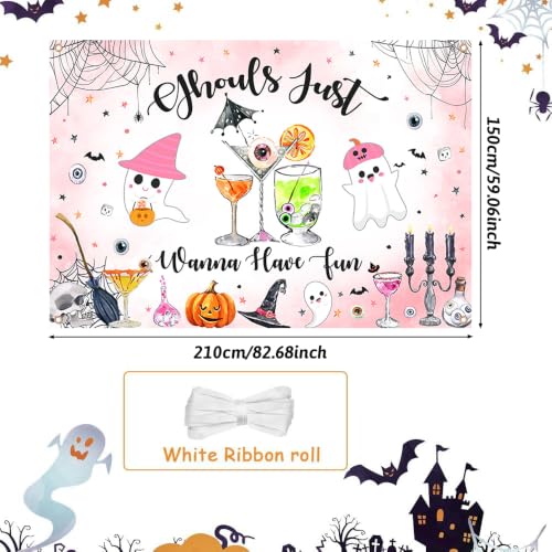 AIBIIN Halloween Ghouls Night Backdrop 7x5ft Girls Party Decor - Pink