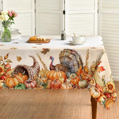 Orange Thanksgiving Tablecloth 60x120 Inch Rectangular Holiday Decor