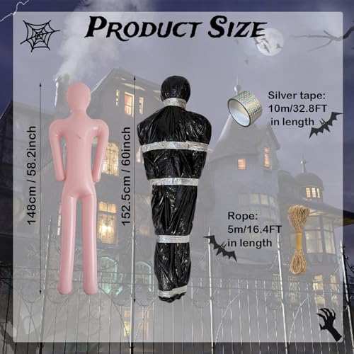 Halloween Hanging Dead Body Prop - 60 Inch Inflatable Corpse for Haunted House & Outdoor Decor