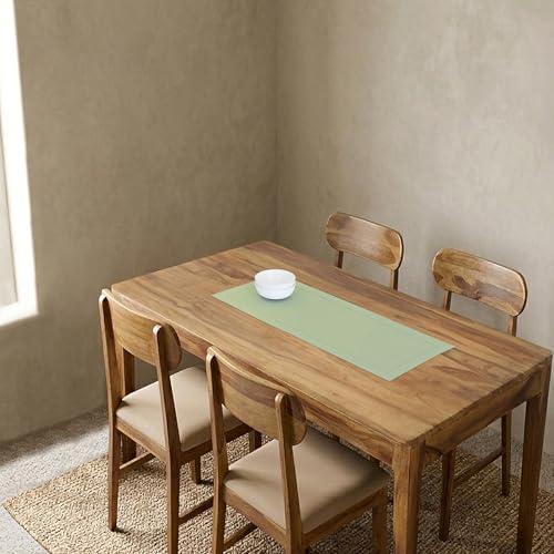 Pure Linen Table Runner Sage Green 14 x 36 in Hemstitch - Handcrafted