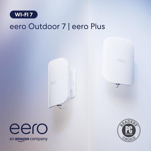 Eero Outdoor 7 Dual-Band Mesh WiFi Router - Weatherproof IP66 Rating, 15,000 Sq. Ft. Coverage | 1-Pack with 30W PoE+ Adapter