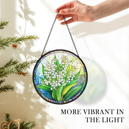 Floral Whimsical Suncatcher - Stained Glass Window Hanging Decor, 7.9 Inch, Variation of THIS listing