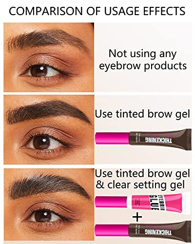 Waterproof Tinted Brow Gel Kit Rich Auburn with Clear Setting Brow Glue & Tools