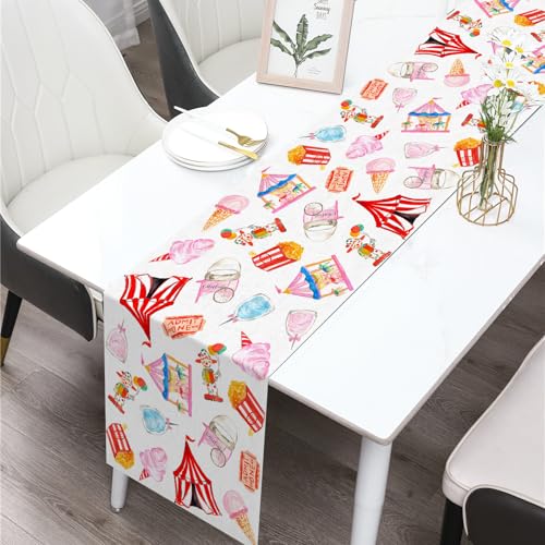 Circus Carnival Party Table Runner - Festival Dining Decor for Halloween & Events