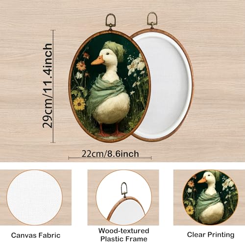 Bathroom Goose Wall Art Decor - Retro Dark Green Botanical Canvas Frame