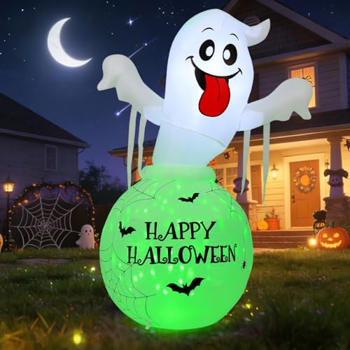6 Ft Halloween Ghost in Bottle Inflatable Yard Decoration with LEDs