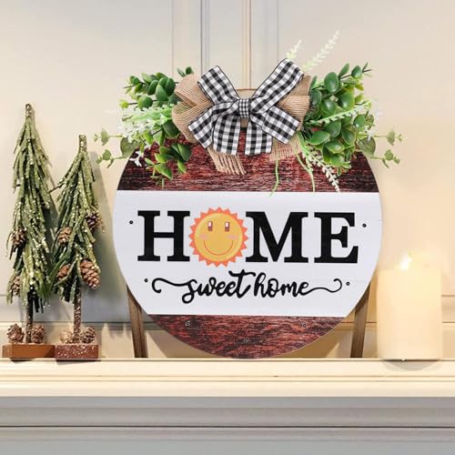 Interchangeable Welcome Sign for Front Door - Middle White with 14 Changeable Icons & 12 LED Lights
