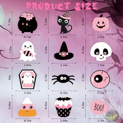 Pink Halloween Party Decorations 49Pcs Spooky Bats Ghost Pumpkins Banners & Swirls