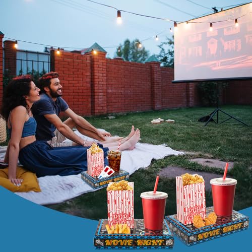 Movie Night Snack & Popcorn Tray Set - 100 Disposable Party Supplies