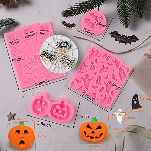 Halloween Silicone Cake & Candy Molds 7-Pack - Skull, Pumpkin, Ghost, Witch, Skeleton Hand, Bat, Spider