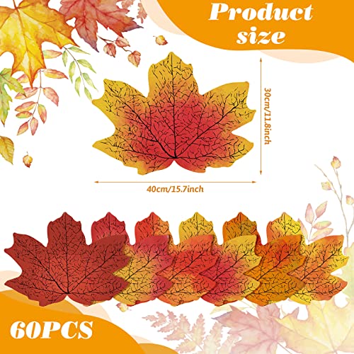 Fall Maple Leaf Paper Placemats - Thanksgiving & Autumn Table Decor, 60 Pack