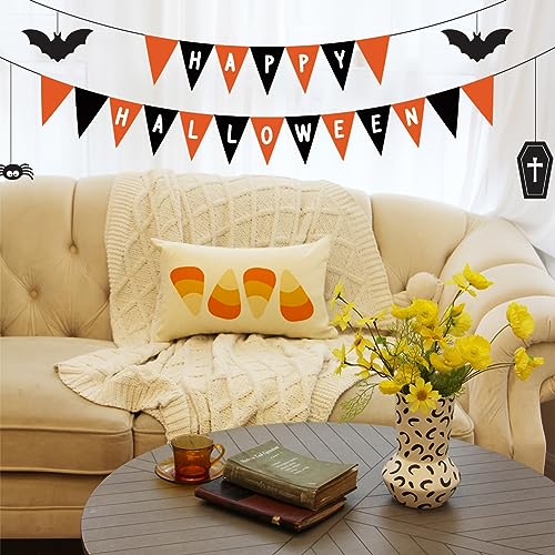 Halloween Candy Corn Throw Pillow Cover 12x20 Inch Orange Home Decor