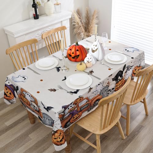 Halloween Tablecloth Rectangular 60x104 Inches - Spooky Truck Design, Halloween Decor