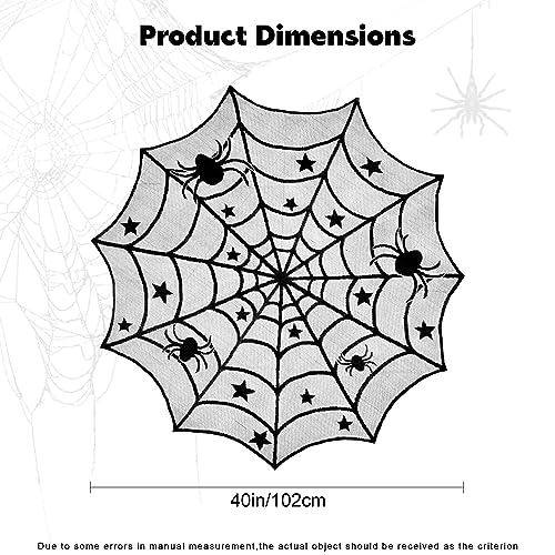 Halloween Black Lace Spider Web Tablecloth - 40 Inch Round Table Decor
