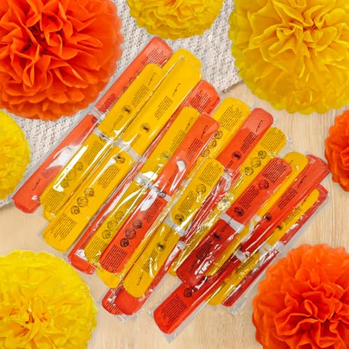 Yellow and Orange Party Pom Poms - 18 Pcs Tissue Paper Decorations