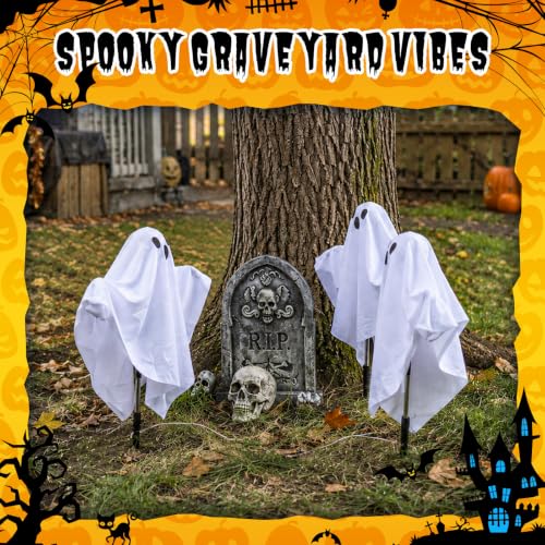 3 Pack Halloween Ghost Stake Pathway Lights Colorful Glowing Ghost Decor - Remote & Timer