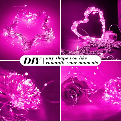 Pink Fairy String Lights - 50 Pack Mini Battery Operated Decorative Lights - Variation Pink/50P
