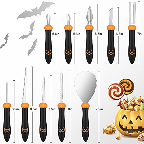 Black Pumpkin Carving Kit Tools Halloween Set - Heavy Duty Stainless Steel