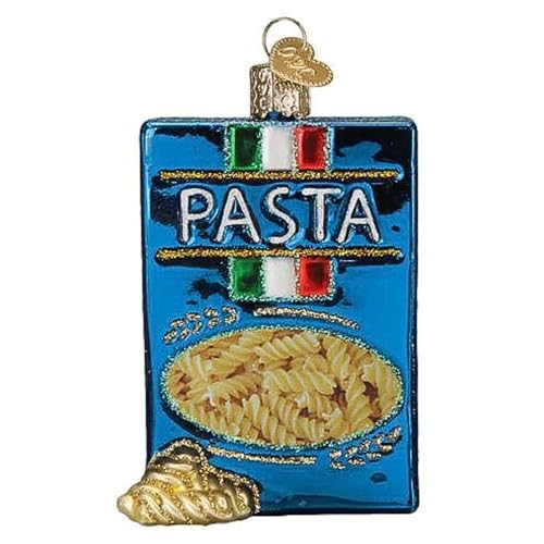 Glass Christmas Ornament - Old World Pasta Box Hand-Painted Holiday Decor