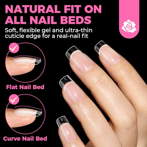 UNA GELLA Short Square Nail Tips 504PCS - Pre Etched False Nails for DIY Manicure