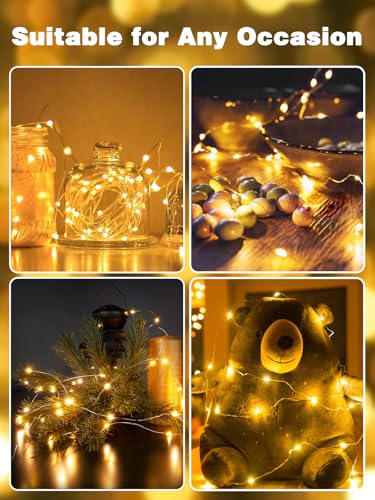 2 Pack Battery Operated Fairy Lights with Remote 66ft 200 LEDs Warm White - Indoor & Outdoor Decor