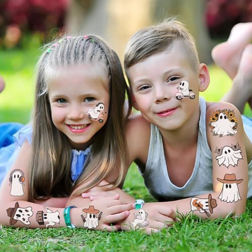 Halloween Ghost Temporary Tattoos for Kids - 10 Sheets Ghost Theme Party Stickers